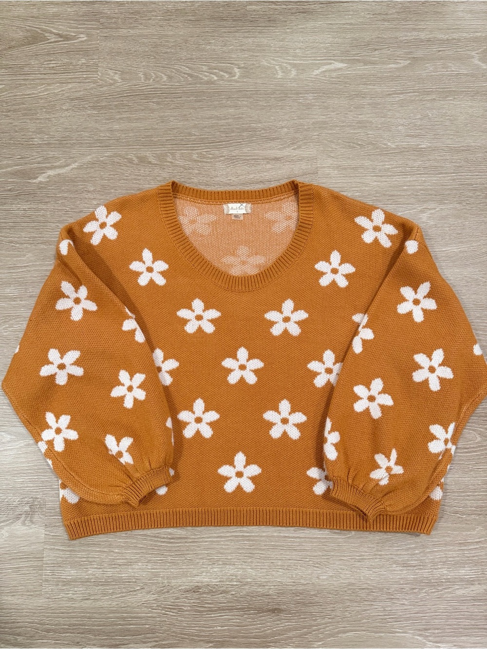 Altar'd State Pumpkin Floral Crewneck Sweater